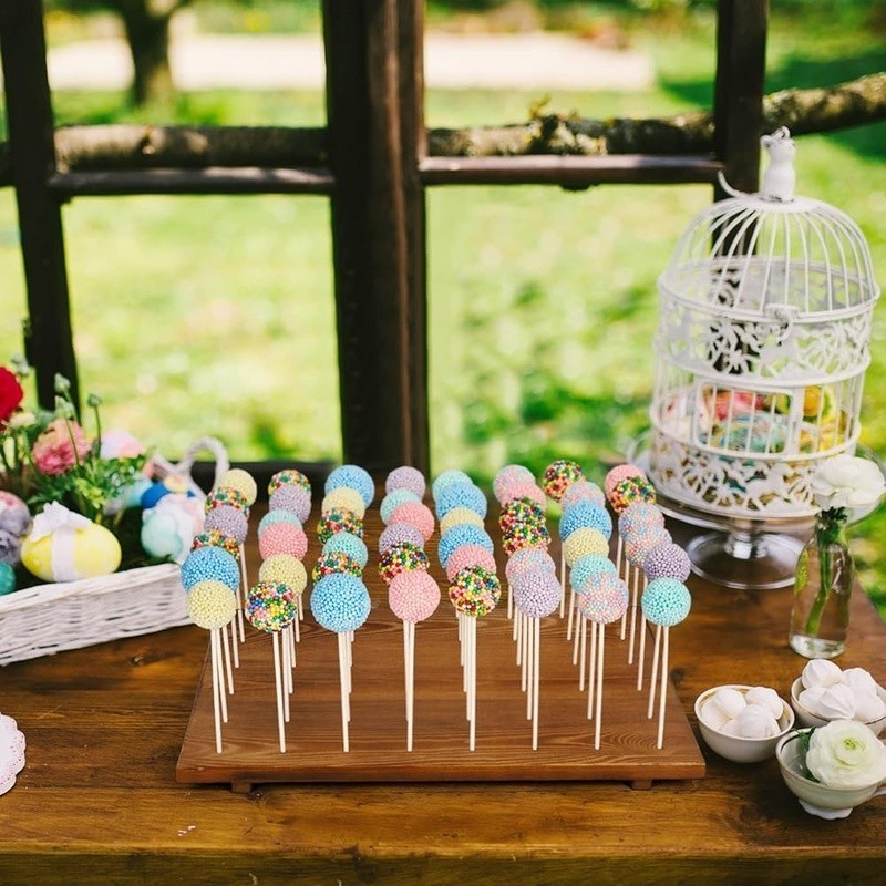 Wooden Cake Pop Stand W/ 300 Sticks & Wrappers Ergonomic Design Elegant Display gallery