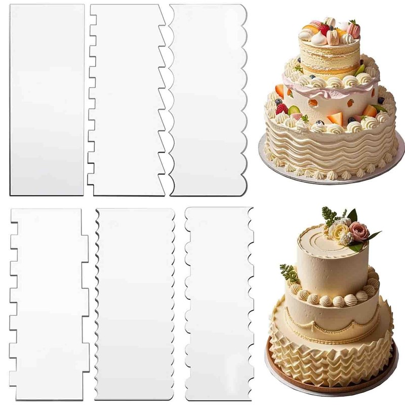 6-Piece Clear Acrylic Cake Decorating Scraper Set – Large Icing Smoothers