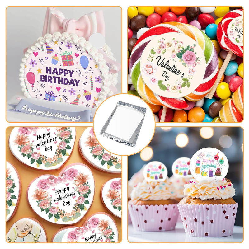 E-Kongton Edible Paper, 25 Icing Sheets in Resealable Packaging 8.5" x 11", A4 S gallery