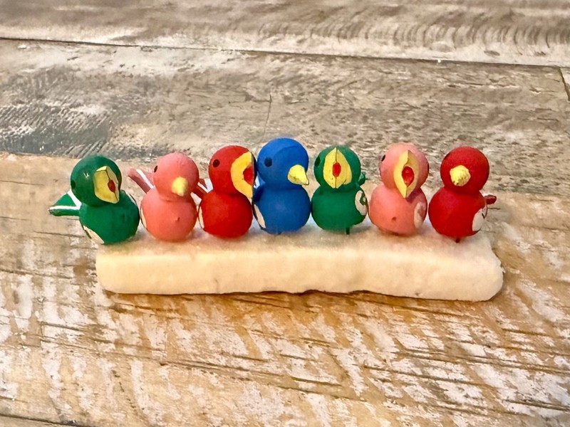 Vintage Feri Italy Bird Picks Wood Wooden Birds For Cake Toppers Crafts