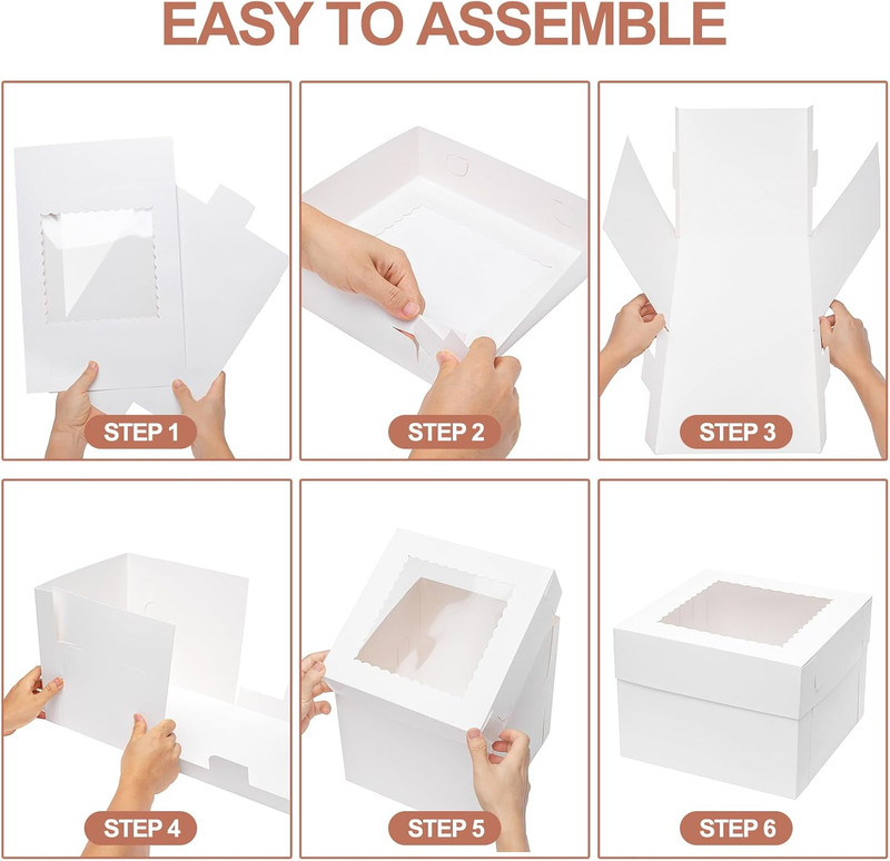 20Pcs 14X14X2.5 Bakery Boxes with Window Pie Boxes for Pastry Baking Cake, Cupca gallery
