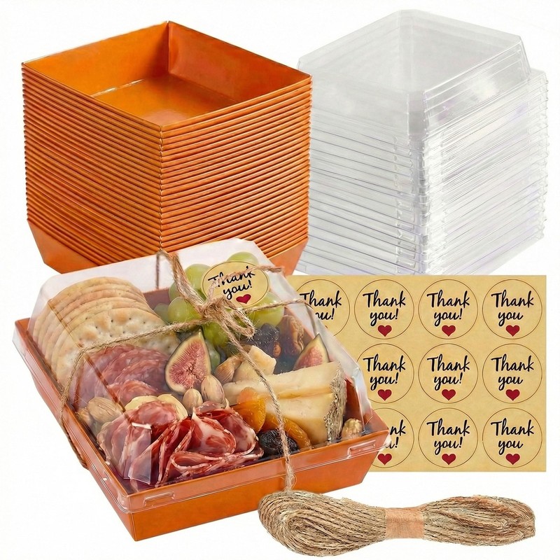 50 Pack Small Charcuterie Boxes with Clear Lids – To Go Mini Charcuterie , Di…