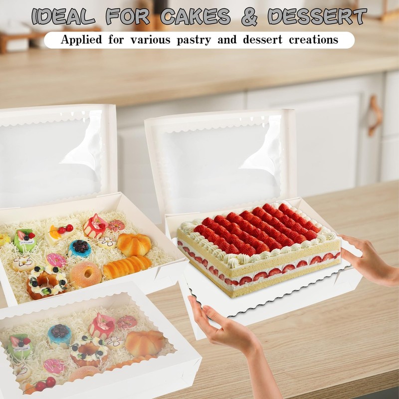 10 Sets 19x14x4in Rectangle Cake Boxes with Boards, White Large Bakery Boxes ... gallery