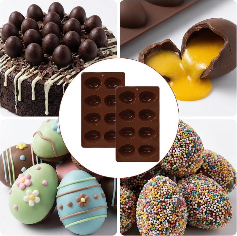 8-Cavity Easter Egg Shape Silicone Molds, 2Pcs Food-Grade Baking Supplies for DI gallery