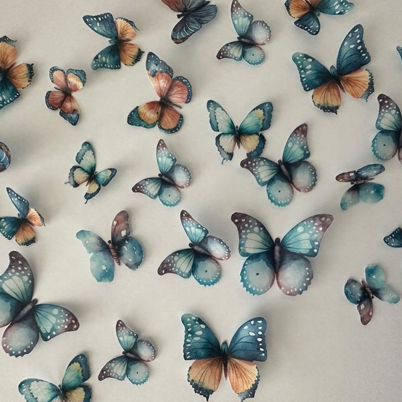 Multicoloured Pre-cut Edible Wafer Paper Butterflies
