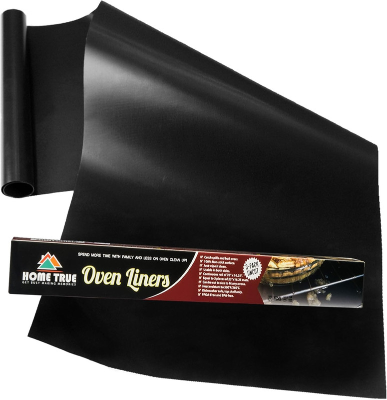 Home True Ovenliner Microwave Toaster Stovetop Mat Non-Stick Black 70X16.25 Inch
