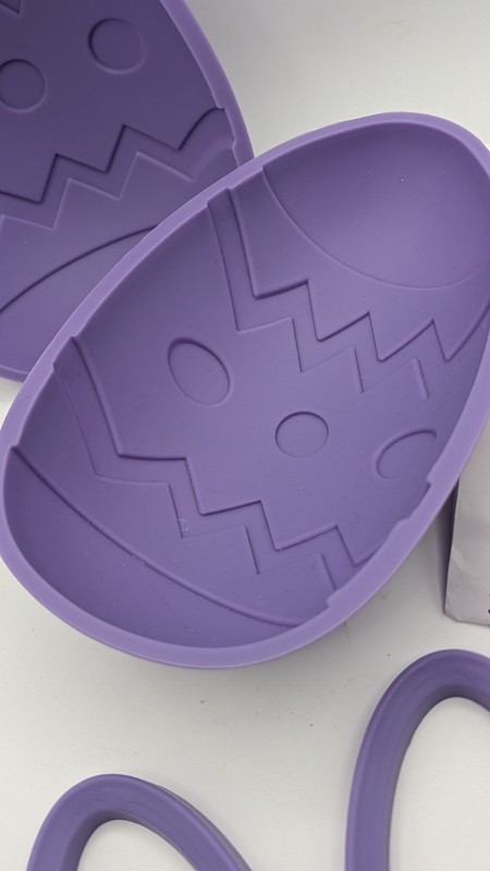 Silicone 3D Easter Egg Cake Mold With 2 Stands Purple gallery