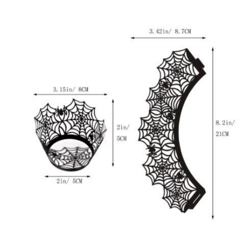 24pcs Halloween Spider Web Cupcake Wrappers Party Cake Decoration Baking Supplie