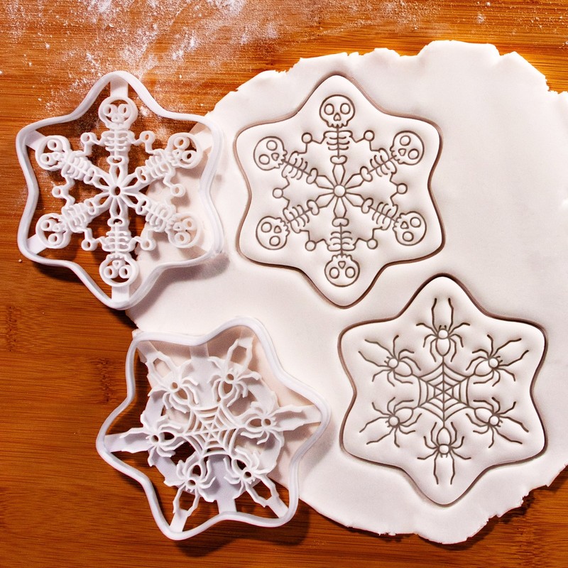Gothic Christmas Cookie Cutters – Dancing Skeleton & Spider Snowflake spooky