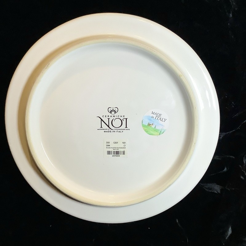 Nutcracker Cake Plate Italy Ceramiche Noi Platter Riser Signed Christmas Holiday gallery