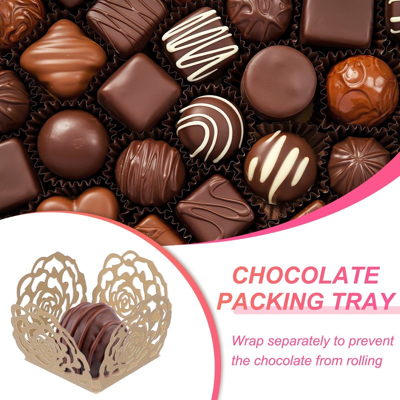 25PCS Truffle Wrapper 4 Inch Square Cupcake Liner Baking Paper Light Gold gallery