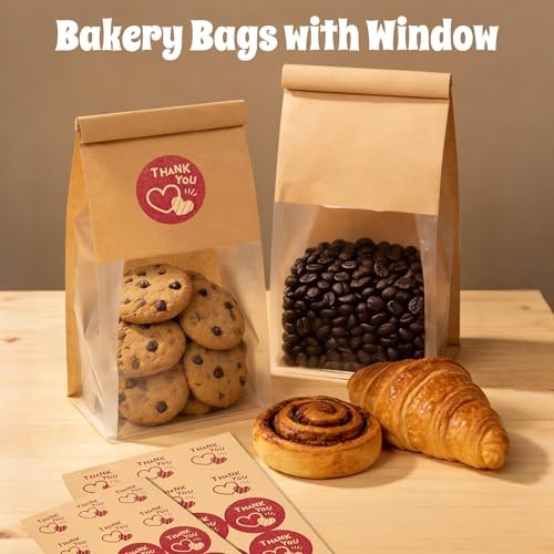 50pcs Small Cookie Bags with Seal & Bakery Bags with Window - 3.9"x3.1"x8.4" gallery