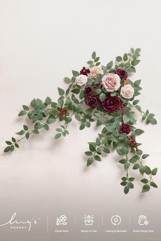 Ling'S Moment Lings Moment Wedding Artificial Welcome Sign Flowers Swag Arch gallery