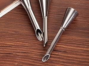 3Pcs Cream Icing Piping Nozzle Tips,Stainless Steel Long Puff Nozzle Tip With gallery