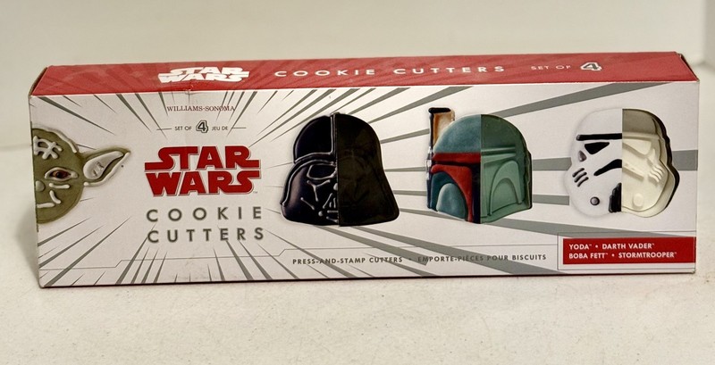 Williams Sonoma Star Wars set 4 Cookie Cutters Death Star Falcon X Wing Tie New