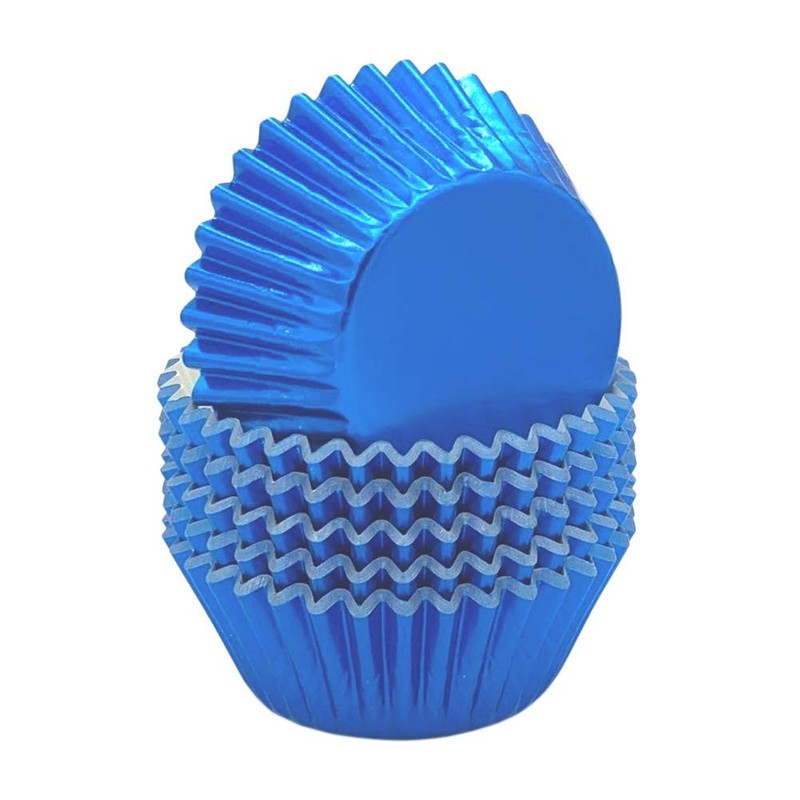 Sky Blue Foil Cupcake Liners Standard Paper Baking Cups for Party, Birthday a…