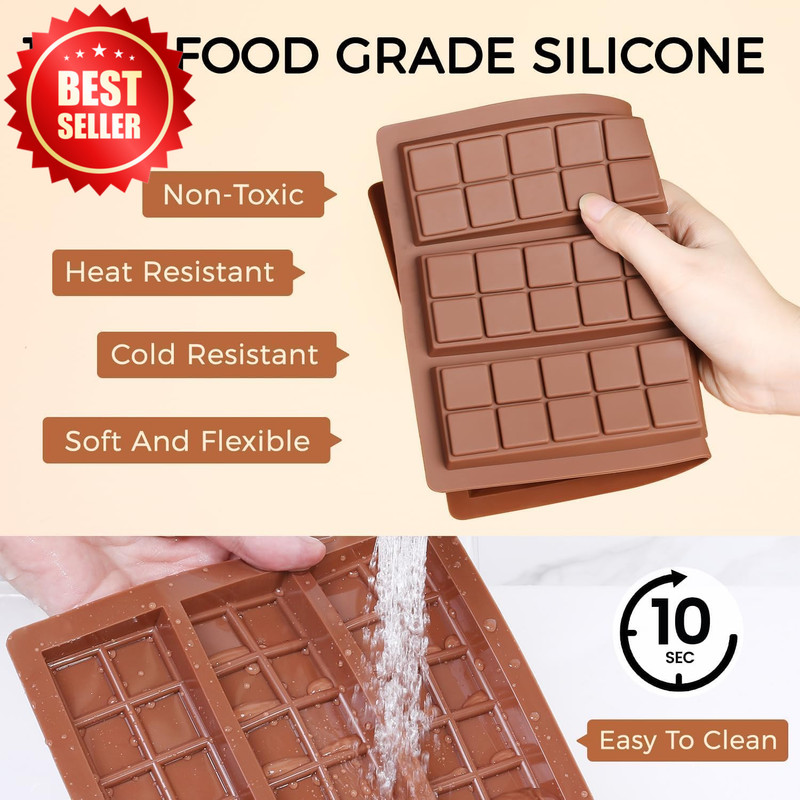 Chocolate Bar Mold Non-Stick Food Grade Silicone Deep Dubai Pistachio Snacks US gallery