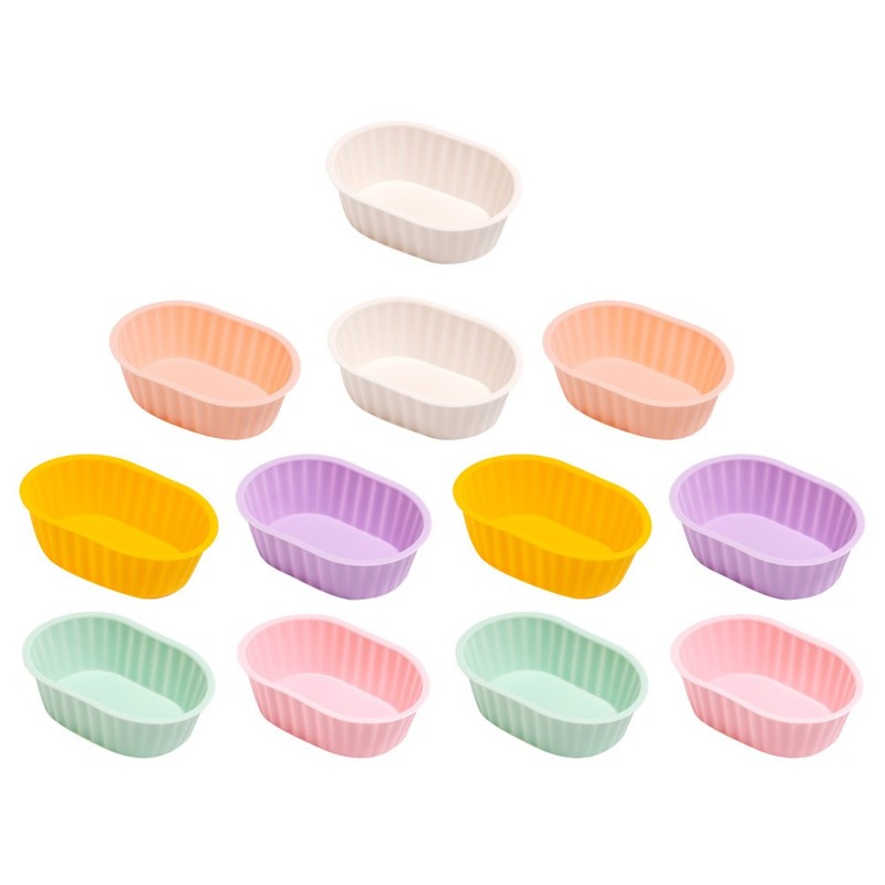 12pcs Elliptical Cheese Cake Mold - Nonstick Silicone Mousse Cake Mold - gallery