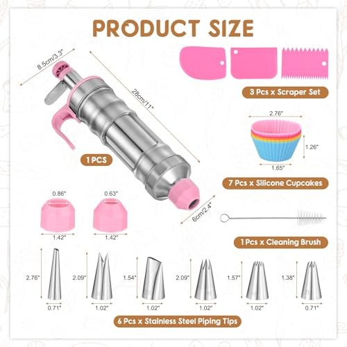 Dessert Decorating Set, Cake Decorating Kit with 6Pcs Stainless Steel Pink gallery