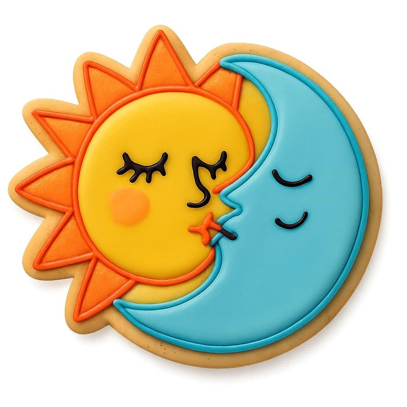 Sun and Moon Kiss Cookie Cutter & Stamp, Fondant & Clay - 4x3.8 gallery