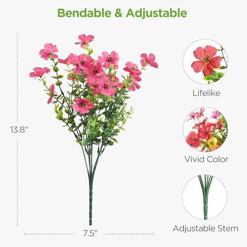 for Outdoors Bundles UV Resistant Fake 24 Artificial Flowers Mixed 4 Colors gallery