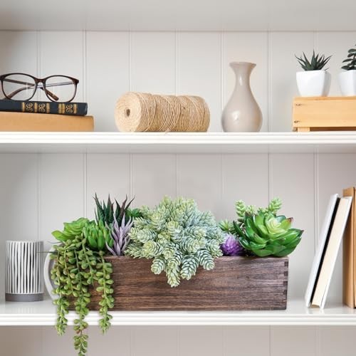 15" Assorted Artificial Arrangement Assorteds in Rectangular Wooden Succulent gallery