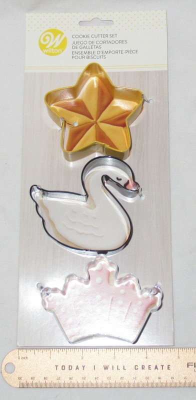 WILTON 3-Piece Cookie Cutter Set Metal ROYAL Star Swan Crown recipe gallery