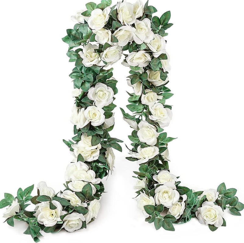 10PCS Fake Rose Garland, 7.5Ft Artificial Vines Flowers Hanging Rose Vine