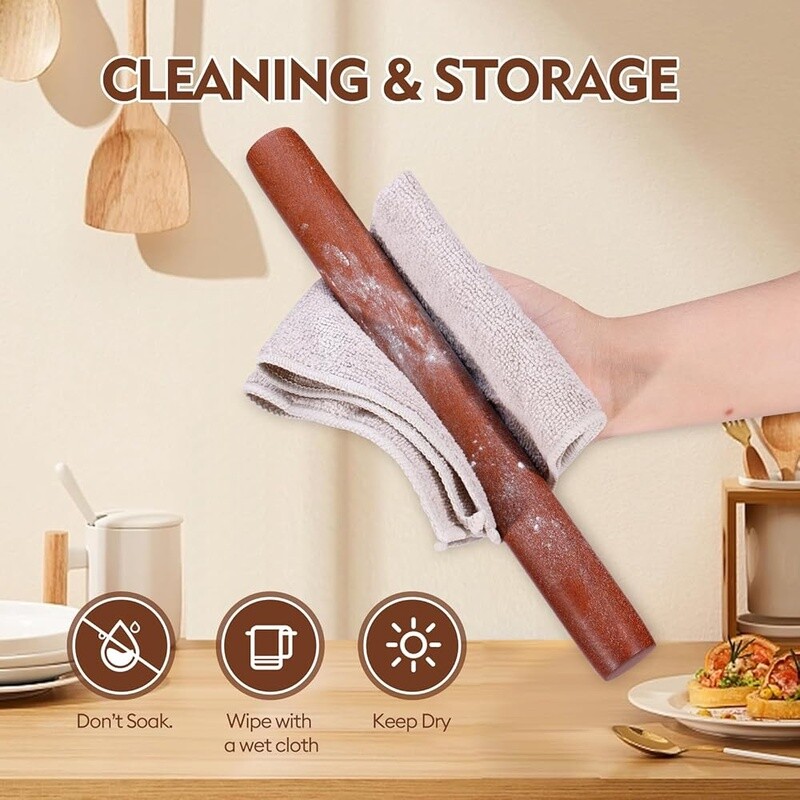 Non-Stick Wood Rolling Pin Baking Pizza Pie Dough Cookie Pastry Kitchen Tool New gallery