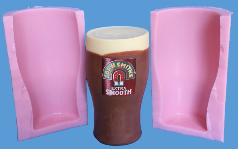Life Size Pint Glass Silicone Cake Mold Topper, Chocolate, Clay