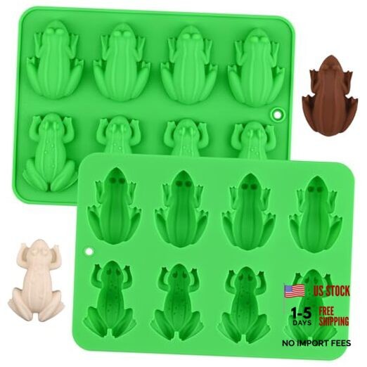 2 Pack Chocolate Frog Silicone Molds, 3D Frog Baking Molds for Chocolate,