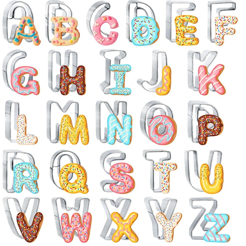 Large Alphabet Cookie Cutters(A – Z), 3 Inch Stainless Steel Fondant Letter C…