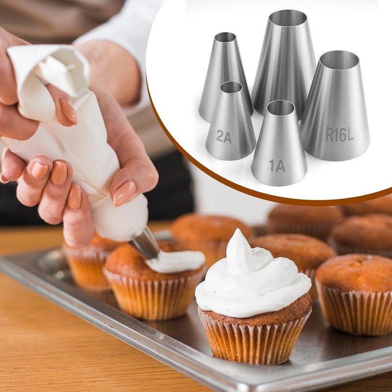 5PCS Large Piping Tips for Cake Decorating Round Hole Piping Tips Set Cupcake... gallery