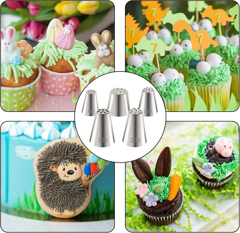 5Pcs Grass Piping Tip, Stainless Steel Grass Icing Tip, Cake Decorating Tips Pip gallery