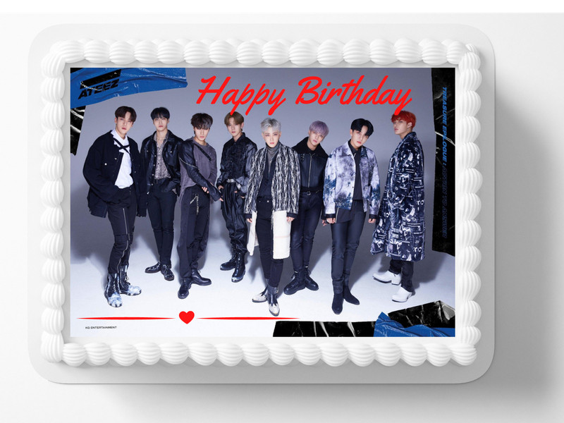 K Pop Bts Asian Boy Band 1/4 sheet Edible Cake Topper Party Edible Cake Image 1