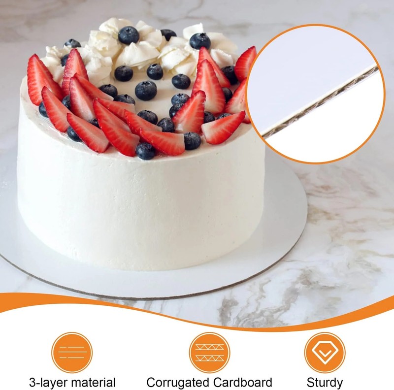 25-Packs Cake Boards 10 inch Round, White Cake Board Rounds, White Cake Circles gallery