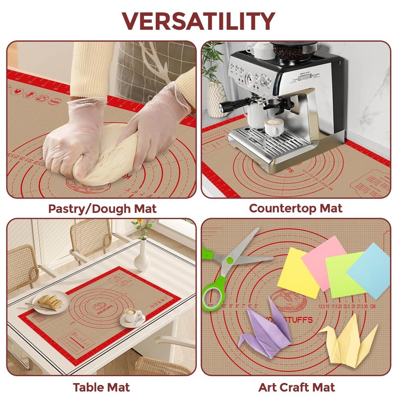 Silicone Pastry Mat - 26"x16" Non Slip Baking with 26"L x 16"W, Red01 gallery