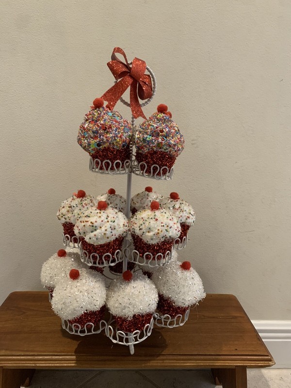 Vintage Desserts Pastry Cupcakes Faux Fake Food 3 Tier Display