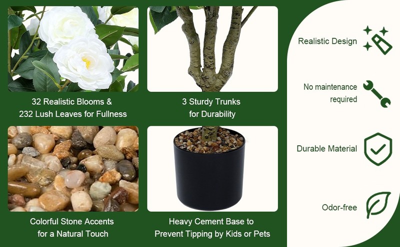 Artificial Cellia Tree 2 Pa 42" Faux Cellia Plant in Pot with 32 gallery