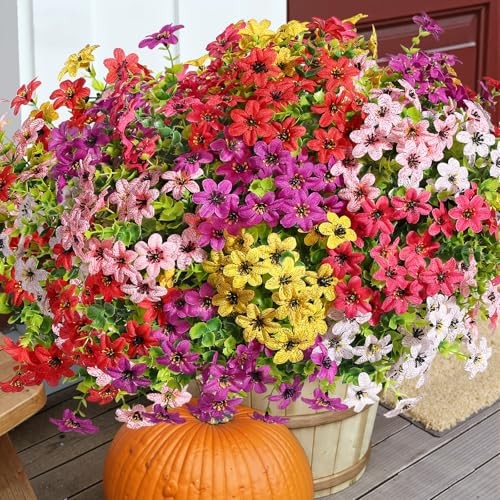 Bundles Artificial Flowers for Outdoors Spring 24 Redrosypurpleyellowpinkwhite