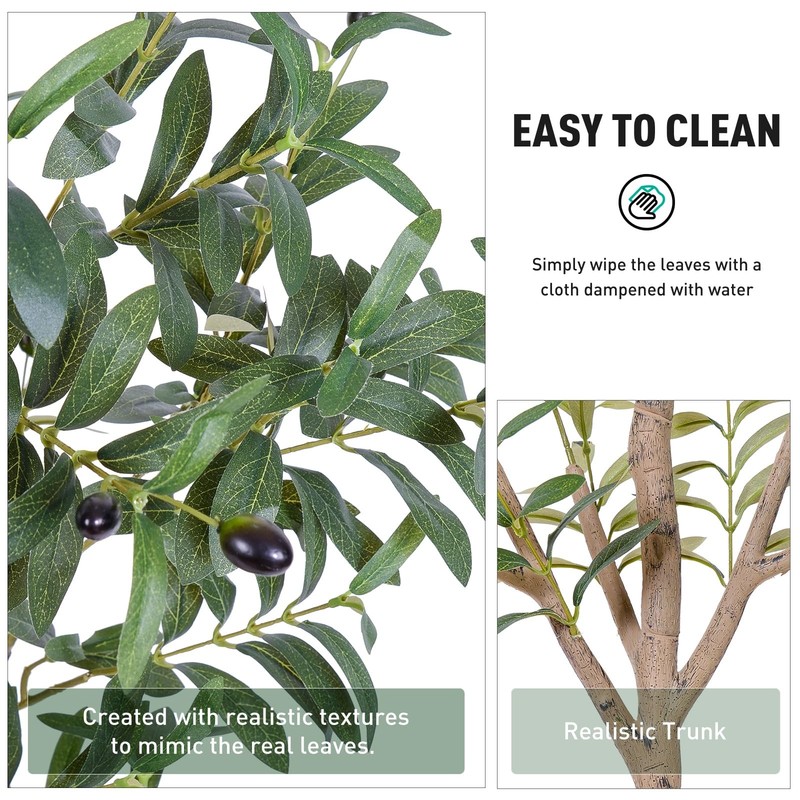 Aqugq Olive Tree Artificial Indoor 5Ft Tall Silk Faux Olive Tree White Planter gallery