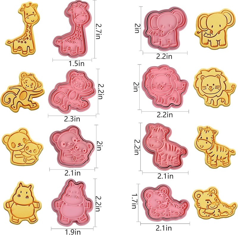 Animal Cookie Cutters With Plunger Stamps Set,8 Piece 3D Animal Embossing gallery