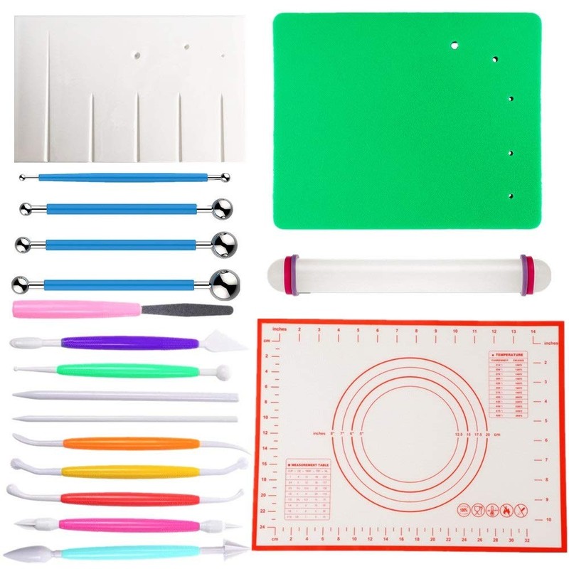 Gum Paste Flowers & Leaves Fondant Kit-10 Modelling Tools 4 Ball Tools 1 Vein…