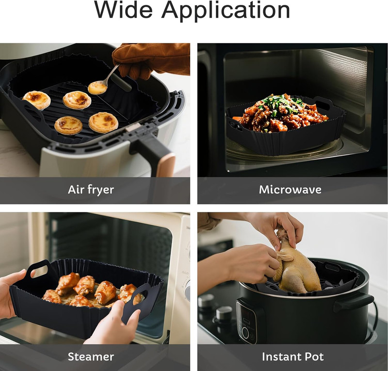 Air Fryer Silicone Liners 2 Pack Reusable 4-6QT Square gallery