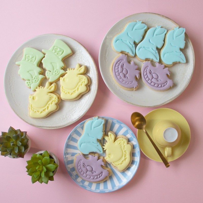 Set of 4 Alice's Adventures in Wonderland Cookie Cutters - mad hatter tea party gallery