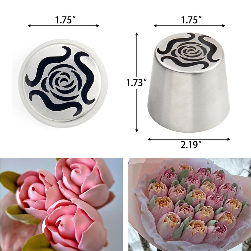 6Pack Extra Large Flower Russian Piping Tips Set Stainless Steel Rose Tulip Icin gallery