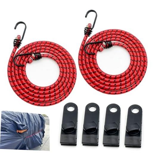 2 PCS Elastic Bungee Cords with Hooks Bungee Cords, Car Cover Gust Straps Wind