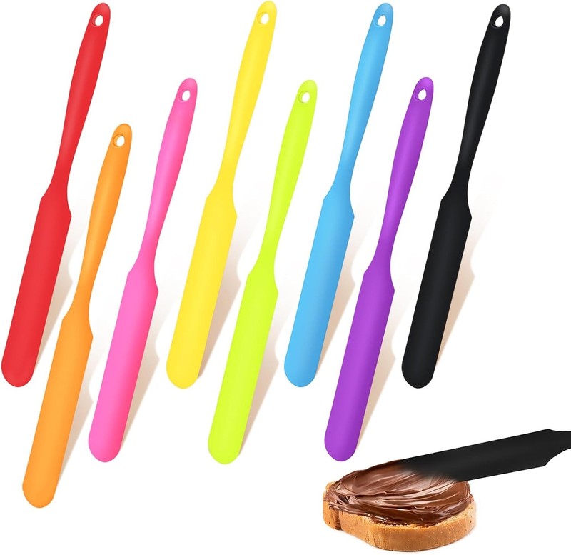 8pcs Jar Spatula,Silicone Jar Scraper with Long Handle,J Spreader Cake