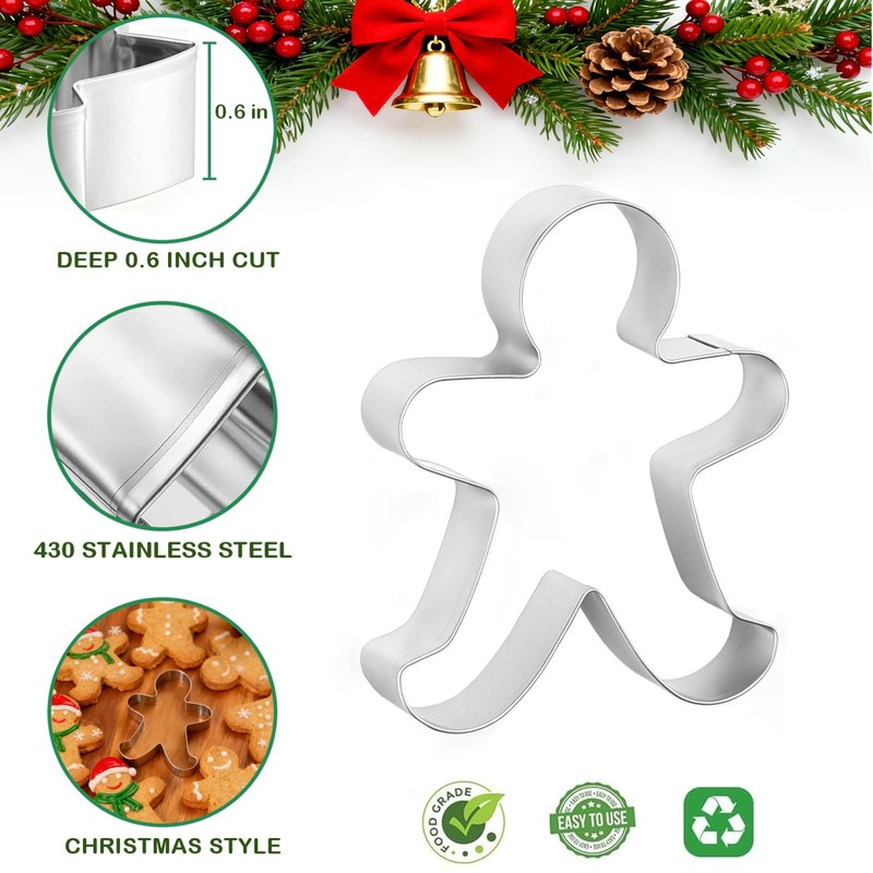 Christmas Cookie Cutters Set 9 Piece Stainless Steel Winter Holiday Metal Sha... gallery