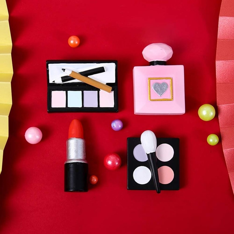 Makeup Cake Topper 4 Pack, Resin Cosmetics Lipstick Perfume Bottle Eye Shadow gallery